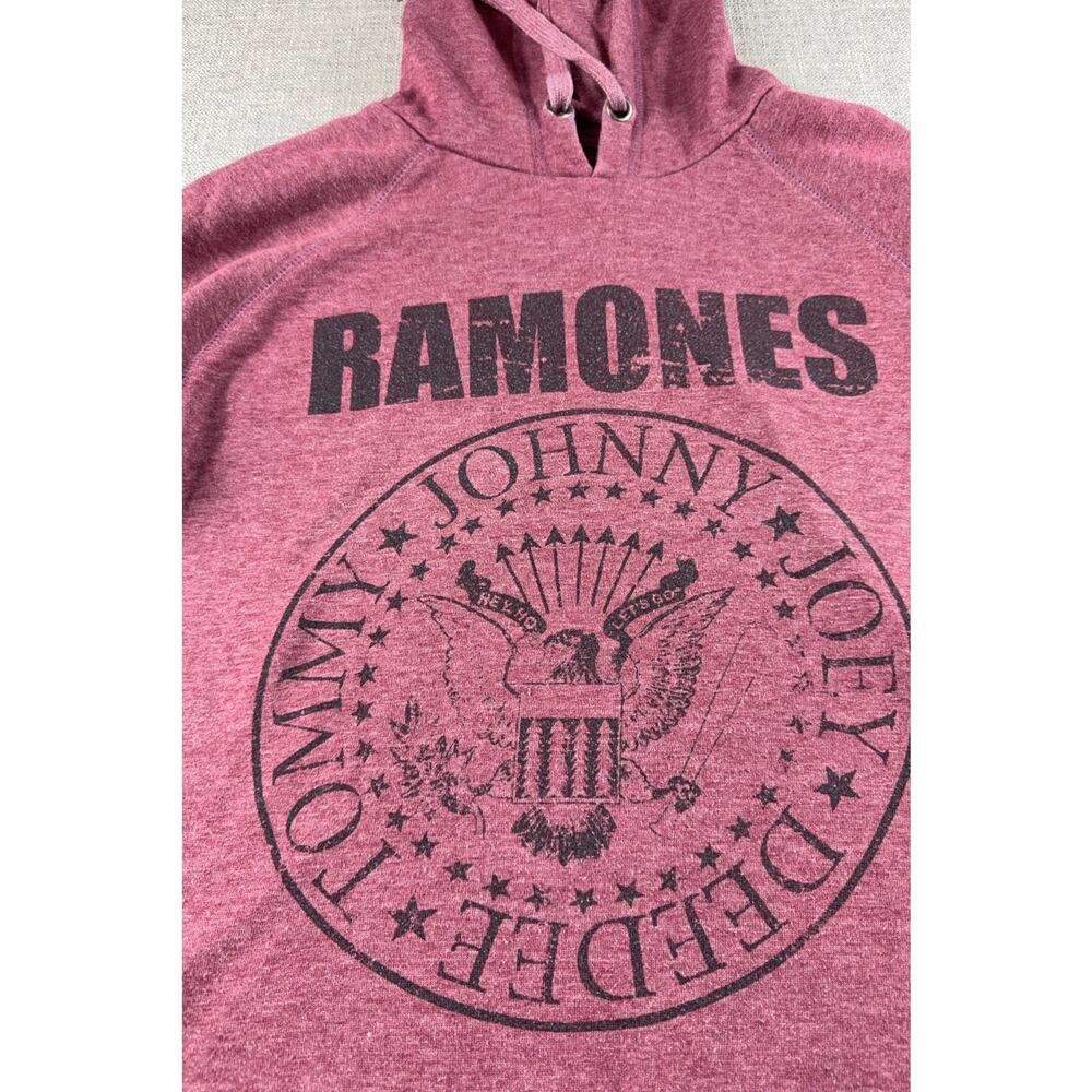 Ramones Hoodie 1-2-3-4 Clothing Medium Burgundy Punk Rock Band Pullover - Picture 3 of 6
